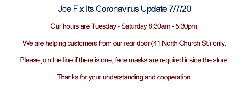 Joe Fix Its Coronavirus Update